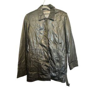 Vintage Wilsons Leather Womens Medium Black Thinsulate Insulated Button-Up Jacke